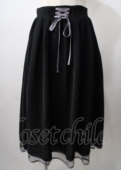 画像1: axes femme POETIQUE / リボン花柄バックフリルスカート  黒 Y-25-07-18-129-AX-SK-SZ-ZY