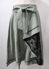 axes femme / リボン付フリルスカート  グリーン Y-25-07-18-137-AX-SK-SZ-ZT479