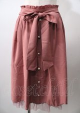 axes femme / パールボタンミドルスカート  ピンク Y-25-07-18-147-AX-SK-SZ-ZY