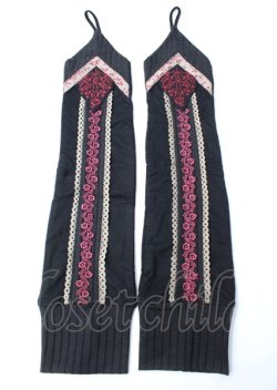 画像1: Ozz On / 刺繍入りアームカバー  黒 Y-25-07-18-019-OO-ZA-SZ-ZY