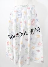 Jane Marple / Toy's Departmentキャトルタックスカート  白ｘ青 Y-25-07-18-156-JM-SK-AS-ZY