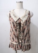 axes femme / ストライプシフォンタンクトップ  茶 Y-25-07-18-035-AX-TO-SZ-ZY