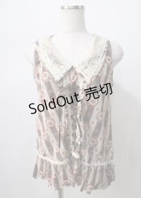 axes femme / ストライプシフォンタンクトップ  茶 Y-25-07-18-035-AX-TO-SZ-ZY