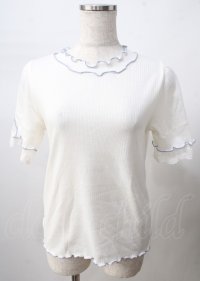 axes femme / バイカラーメロー袖レースプルオーバー  白 Y-25-07-18-037-AX-TO-SZ-ZY