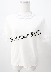 axes femme / バイカラーメロー袖レースプルオーバー  白 Y-25-07-18-037-AX-TO-SZ-ZY