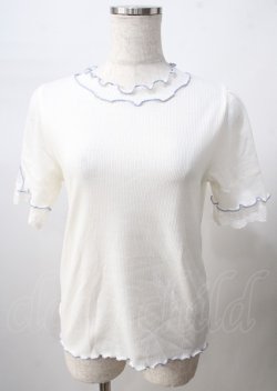 画像1: axes femme / バイカラーメロー袖レースプルオーバー  白 Y-25-07-18-037-AX-TO-SZ-ZY