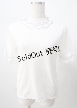 画像1: axes femme / バイカラーメロー袖レースプルオーバー  白 Y-25-07-18-037-AX-TO-SZ-ZY