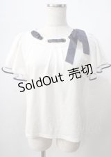 axes femme POETIQUE / ネックリボンデザインカットソー  白 Y-25-07-18-040-AX-TO-SZ-ZY