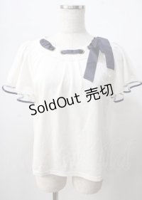 axes femme POETIQUE / ネックリボンデザインカットソー  白 Y-25-07-18-040-AX-TO-SZ-ZY