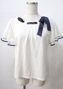画像1: axes femme POETIQUE / ネックリボンデザインカットソー  白 Y-25-07-18-040-AX-TO-SZ-ZY