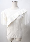 axes femme / チュール袖ニット  白 Y-25-07-18-041-AX-TO-SZ-ZY