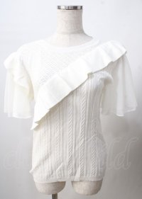 axes femme / チュール袖ニット  白 Y-25-07-18-041-AX-TO-SZ-ZY