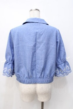 画像3: axes femme / スカラップ刺繍袖ブルゾン  サックス Y-25-07-21-032-AX-TO-SZ-ZY