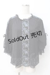 axes femme / 花レースボリュームパフ袖プルオーバー  黒 Y-25-07-21-035-AX-TO-SZ-ZY