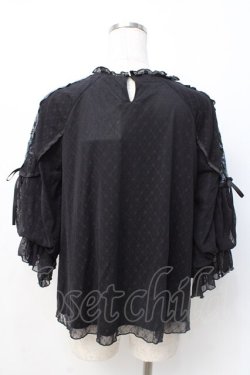 画像3: axes femme / 花レースボリュームパフ袖プルオーバー  黒 Y-25-07-21-035-AX-TO-SZ-ZY