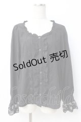 axes femme / 20th/フリルブラウス  黒 Y-25-07-21-036-AX-BL-SZ-ZY