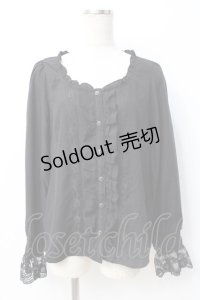 axes femme / 20th/フリルブラウス  黒 Y-25-07-21-036-AX-BL-SZ-ZY
