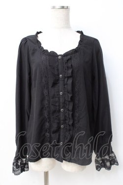 画像1: axes femme / 20th/フリルブラウス  黒 Y-25-07-21-036-AX-BL-SZ-ZY