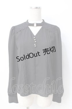 画像1: axes femme POETIQUE / チョーカーデザインブラウス M 黒 Y-25-07-21-037-AX-BL-SZ-ZT052