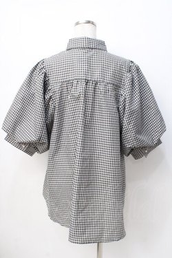 画像3: axes femme / ボリューム袖ブラウス  黒ｘ白 Y-25-07-21-038-AX-BL-AS-ZY