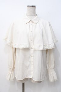 axes femme / ジャカードケープブラウス  オフ Y-25-07-21-039-AX-BL-AS-ZY