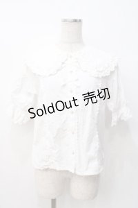 axes femme kawaii / 半袖丸襟コットンブラウス M 白 Y-25-07-21-040-AX-BL-SZ-ZY