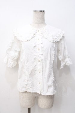 画像1: axes femme kawaii / 半袖丸襟コットンブラウス M 白 Y-25-07-21-040-AX-BL-SZ-ZY