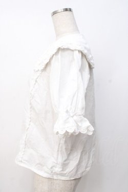 画像2: axes femme kawaii / 半袖丸襟コットンブラウス M 白 Y-25-07-21-040-AX-BL-SZ-ZY
