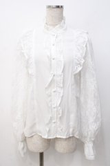 axes femme kawaii / クラシカルレーシーブラウス M 白 Y-25-07-21-041-AX-BL-SZ-ZY