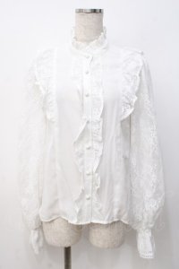 axes femme kawaii / クラシカルレーシーブラウス M 白 Y-25-07-21-041-AX-BL-SZ-ZY