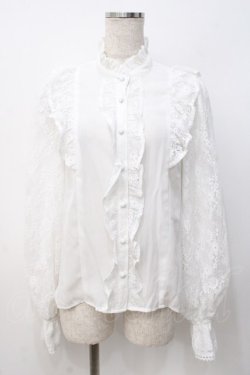 画像1: axes femme kawaii / クラシカルレーシーブラウス M 白 Y-25-07-21-041-AX-BL-SZ-ZY