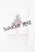 axes femme / ローズ＆レース柄ソックス  白 Y-25-07-21-008-AX-ZA-AS-ZY
