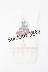 axes femme / ローズ＆レース柄ソックス  白 Y-25-07-21-008-AX-ZA-AS-ZY