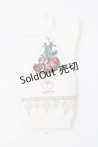 axes femme / ローズ＆レース柄ソックス  白 Y-25-07-21-008-AX-ZA-AS-ZY