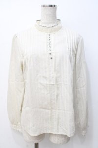 an another angelus / 配色リボンレーススタンドカラーブラウス  生成り Y-25-07-21-049-CA-BL-SZ-ZY