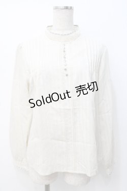 画像1: an another angelus / 配色リボンレーススタンドカラーブラウス  生成り Y-25-07-21-049-CA-BL-SZ-ZY