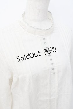 画像4: an another angelus / 配色リボンレーススタンドカラーブラウス  生成り Y-25-07-21-049-CA-BL-SZ-ZY