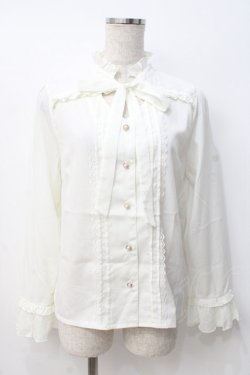 画像1: axes femme POETIQUE / ボウタイフリルクラシックブラウス  白 Y-25-07-21-050-AX-BL-SZ-ZY