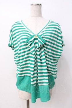 画像1: axes femme / ボーダートップス  白×グリーン Y-25-07-21-058-AX-TO-SZ-ZY
