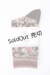 axes femme / 壁紙柄ソックス  ブラウン Y-25-07-21-010-AX-ZA-AS-ZY