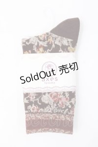 axes femme / 壁紙柄ソックス  ブラウン Y-25-07-21-010-AX-ZA-AS-ZY