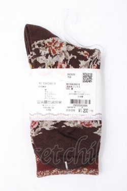 画像2: axes femme / 壁紙柄ソックス  ブラウン Y-25-07-21-010-AX-ZA-AS-ZY