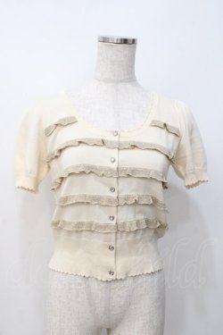 画像1: Emily Temple cute / ラメフリルパフカーデ  オフ×ゴールド Y-25-07-21-063-ET-TO-SZ-ZY