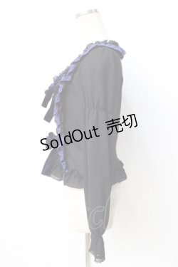 画像2: Moi-meme-Moitie / ダブルリボン貴婦人ブラウス 2 ブラック×ブルー Y-25-07-21-077-MO-BL-SZ-ZY