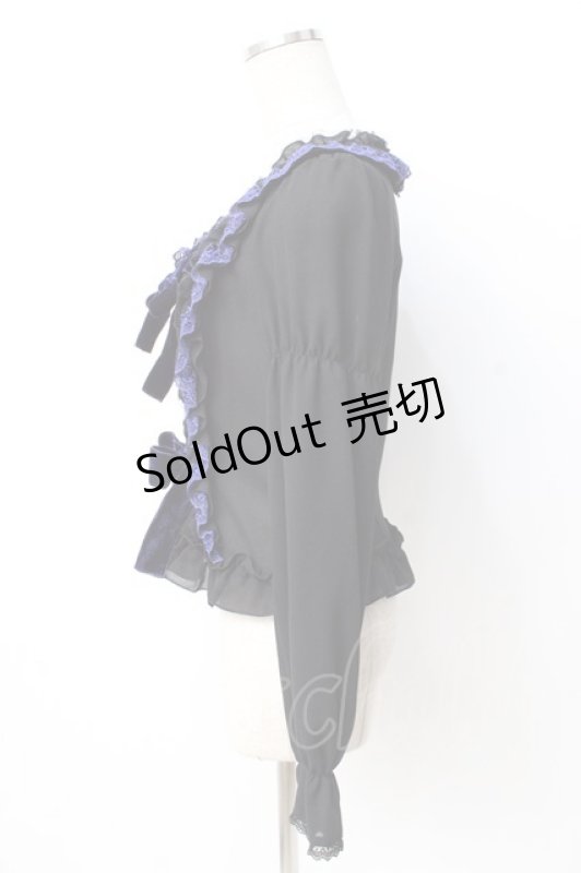 画像2: Moi-meme-Moitie / ダブルリボン貴婦人ブラウス 2 ブラック×ブルー Y-25-07-21-077-MO-BL-SZ-ZY (2)