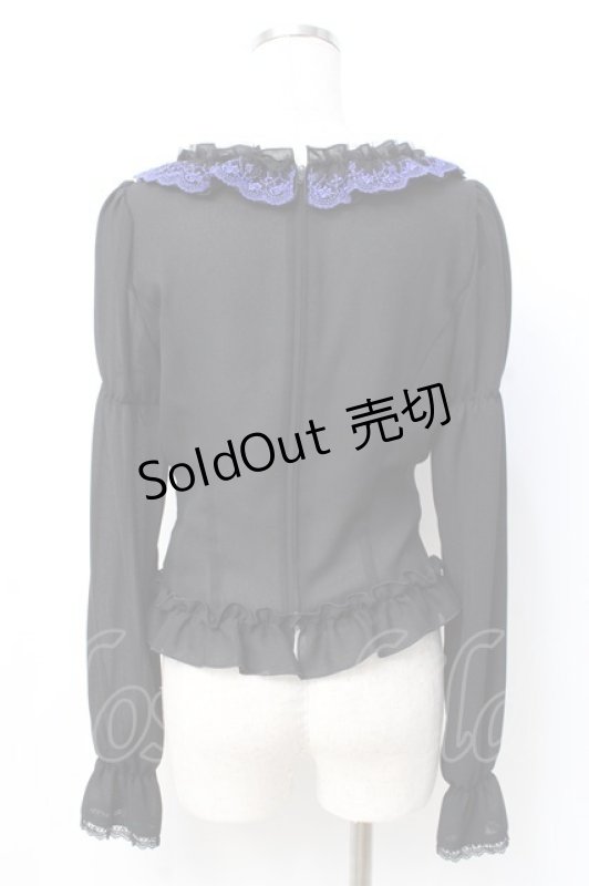 画像3: Moi-meme-Moitie / ダブルリボン貴婦人ブラウス 2 ブラック×ブルー Y-25-07-21-077-MO-BL-SZ-ZY (3)