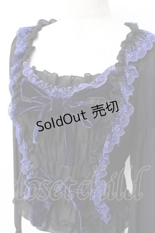 画像4: Moi-meme-Moitie / ダブルリボン貴婦人ブラウス 2 ブラック×ブルー Y-25-07-21-077-MO-BL-SZ-ZY (4)