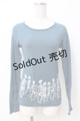 HYSTERIC GLAMOUR / スカル編み上げTシャツ F Bグリーン Y-25-07-21-078-PU-TO-SZ-ZY
