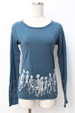 画像1: HYSTERIC GLAMOUR / スカル編み上げTシャツ F Bグリーン Y-25-07-21-078-PU-TO-SZ-ZY
