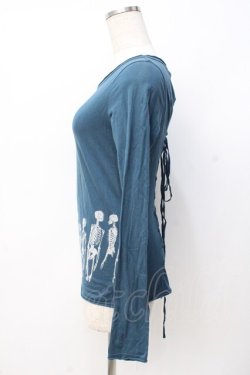 画像2: HYSTERIC GLAMOUR / スカル編み上げTシャツ F Bグリーン Y-25-07-21-078-PU-TO-SZ-ZY